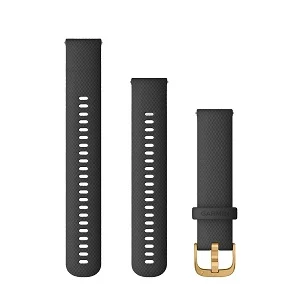 Quick Release 20mm 黑色硅胶表带（金色表扣）